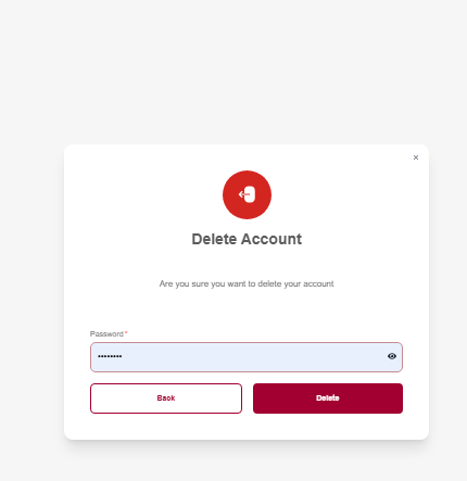 Delete Account Page Screenshot